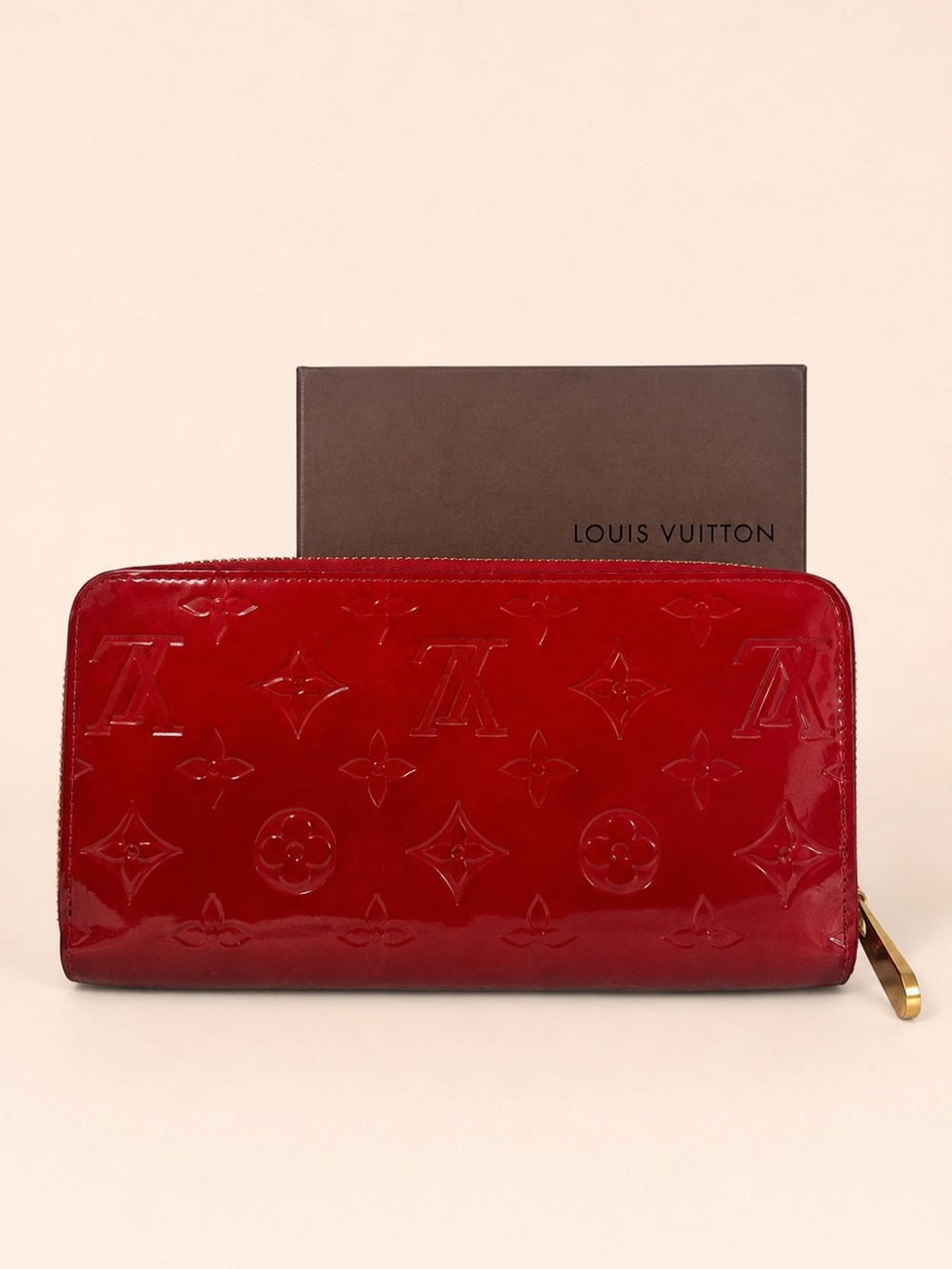 Louis Vuitton Monogram Vernis Zippy Wallet Red w/ Box - Picture 1 of 15